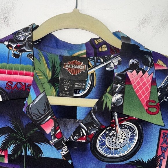 Harley Davidson x Tori Richard Vintage Womens Aloha Shirt Hawaiian Button Front - Picture 4 of 16